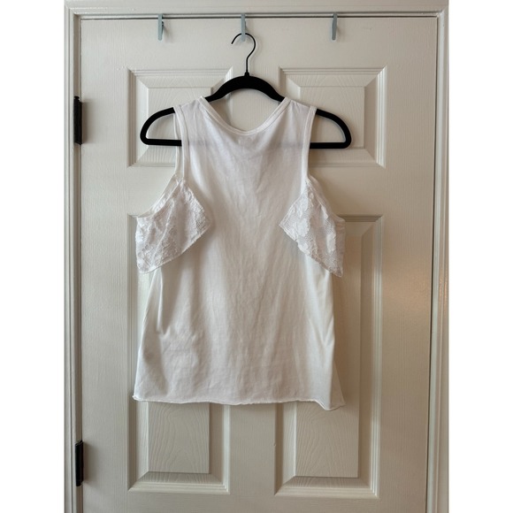 See by Chloe White Cold‎ Shoulder Lace Sleeve Tank Top Size 40 - Picture 5 of 6